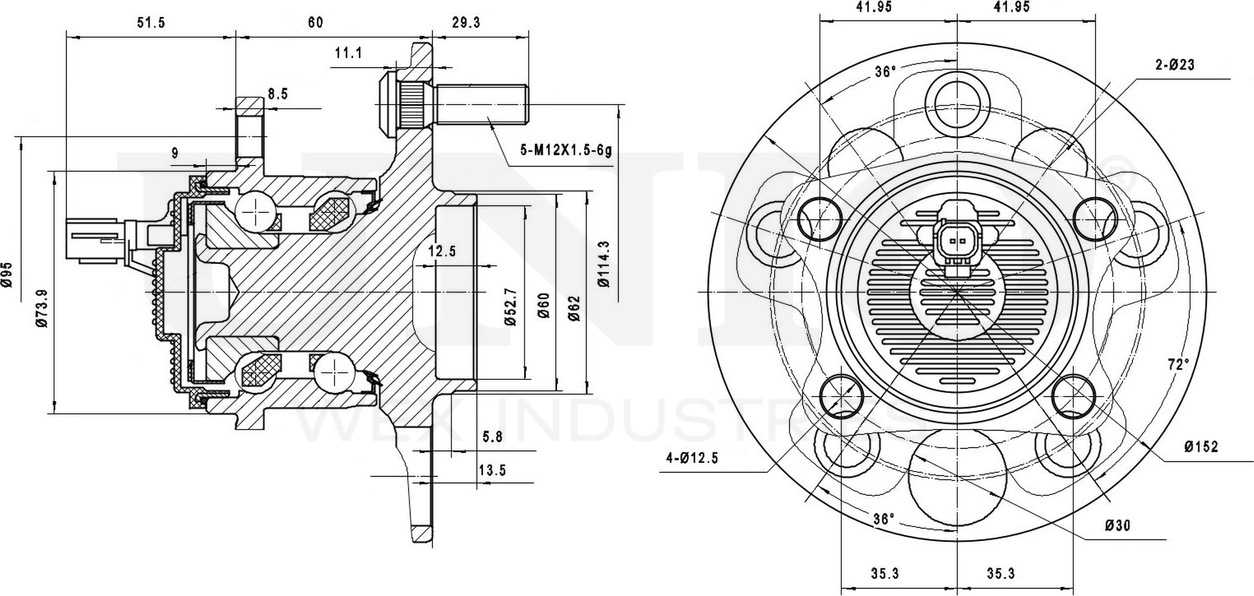 Ступица колеса с интегрированным подшипником (Unio). Артикул HUB-20232