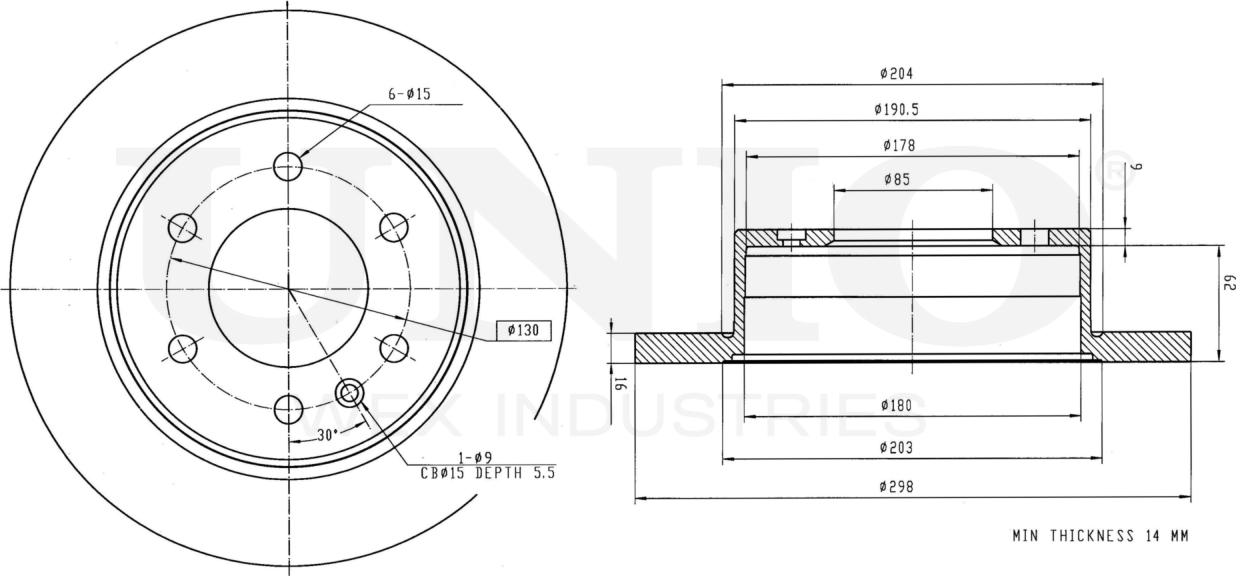 Диск тормозной (Unio). Артикул BRD-20245