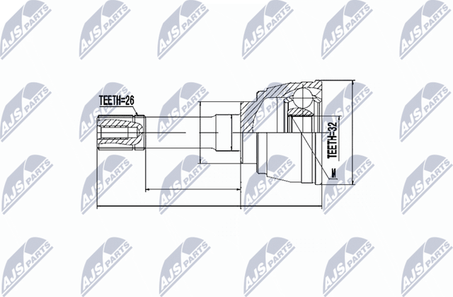 Шрус наружный (граната) NTY передний для Suzuki Grand Vitara II 2001-2003. Артикул NPZ-SU-030