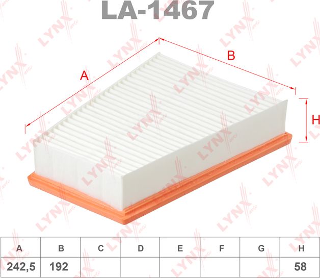 Воздушный фильтр LYNXauto. Артикул LA-1467