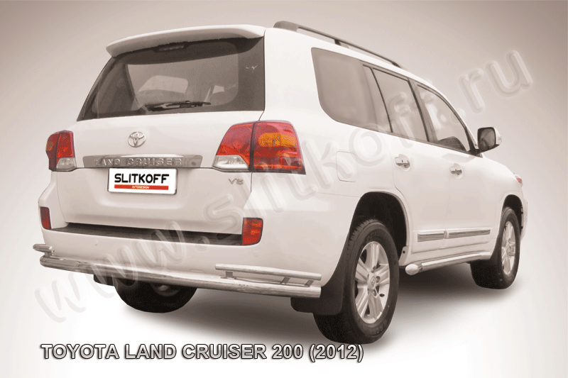 Защита Slitkoff заднего бампера d76/42 двойная для Toyota Land Cruiser 200 2012-2013. Артикул TLC2-12-018