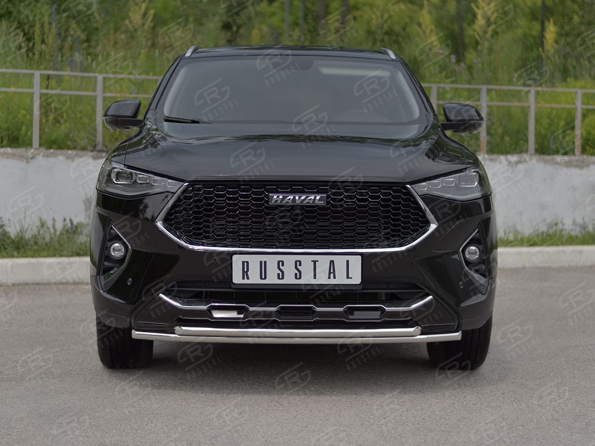 Защита RusStal переднего бампера d42 секции-d42 дуга для Haval F7x 1.5 4WD 2019-2022. Артикул HF7XZ-003834