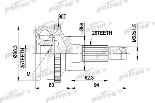 Шрус наружный (граната) Patron для Mazda 626 III (GD) 1987-1997. Артикул PCV1278