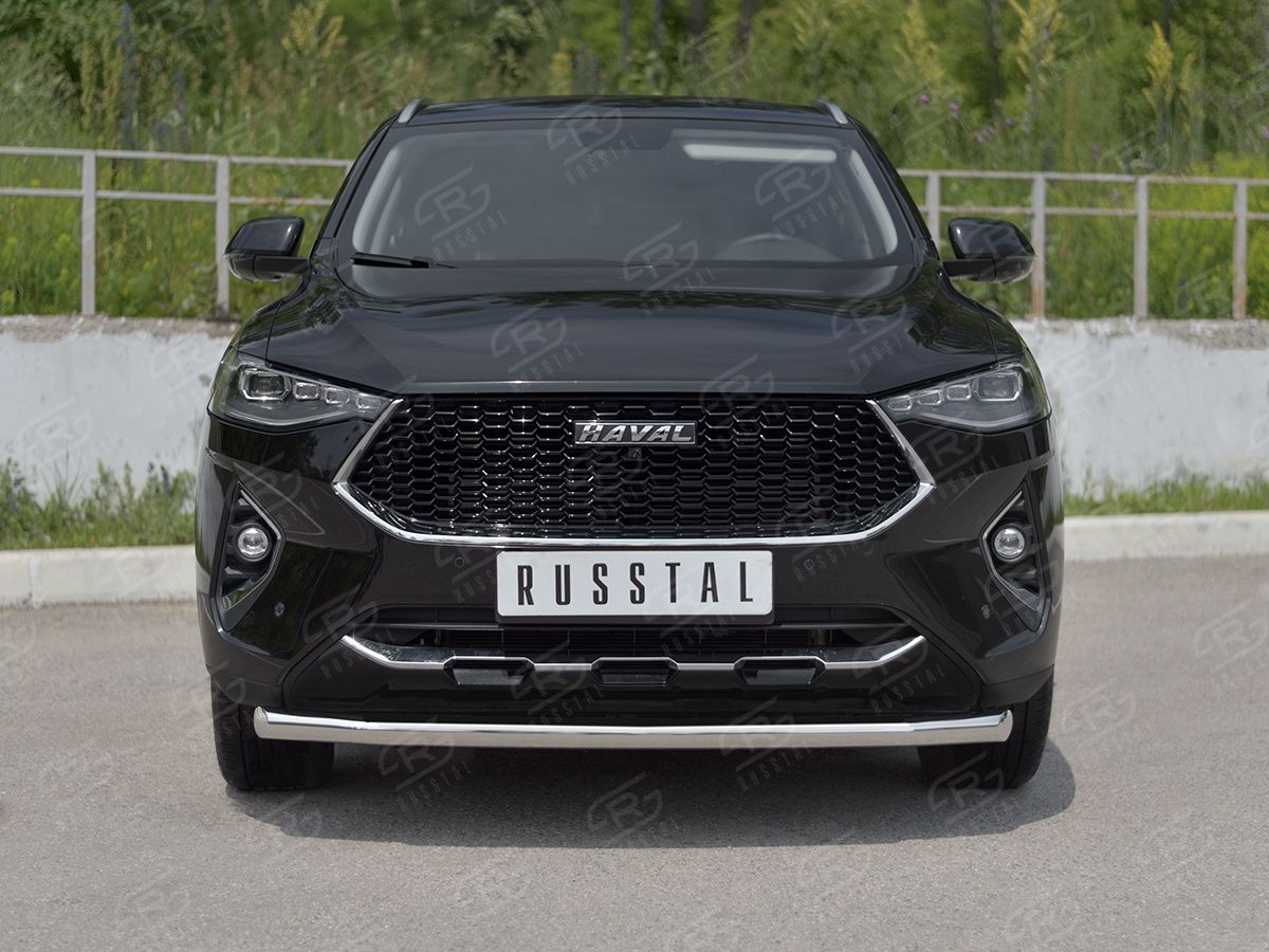 Защита RusStal переднего бампера d63 секции для Haval F7x 1.5 4WD 2019-2022. Артикул HF7XZ-003835