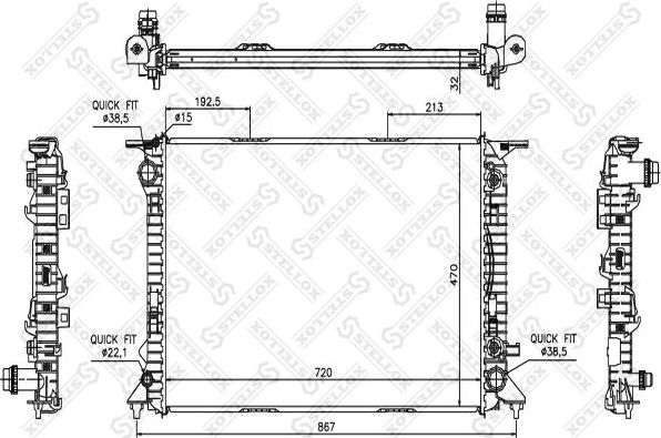 Радиатор охлаждения двигателя Stellox для Audi A4 IV (B8) 2007-2015. Артикул 10-25521-SX