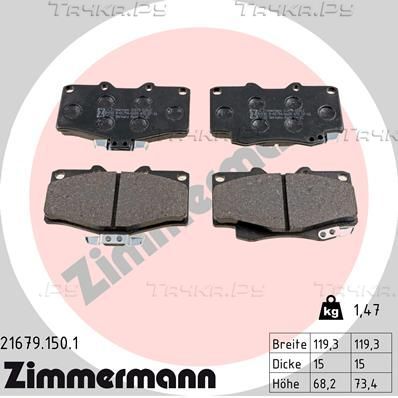 Тормозные колодки Zimmermann. Артикул 21679.150.1