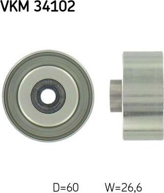 Направляющий (ведущий) ролик приводного поликлинового ремня SKF. Артикул VKM 34102
