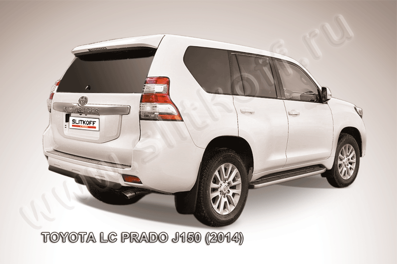 Защита Slitkoff заднего бампера d57 короткая ЧЕРНАЯ матовая для Toyota Land Cruiser Prado 150 2013-2017. Артикул TOP14-013B