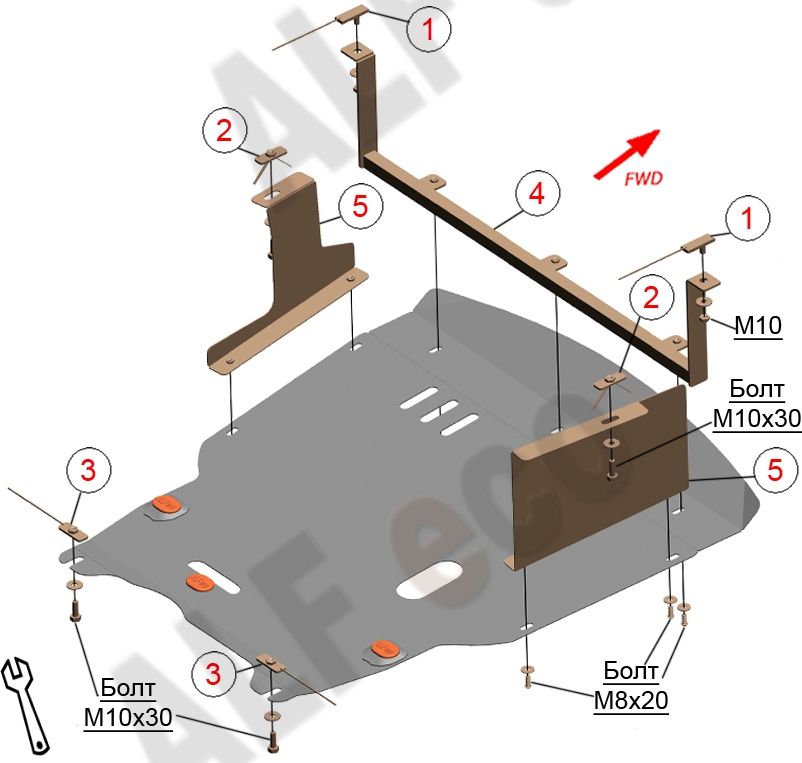 Защита алюминиевая Alfeco для картера и КПП Volkswagen New Beetle A4 1997-2010. Артикул ALF.26.39 AL4