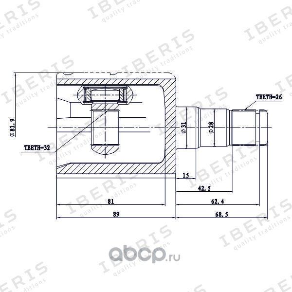 Шрус внутренний (размер 32Х31Х26) (Iberis). Артикул IB6010