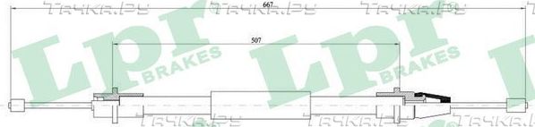 Трос ручника (тросик ручного тормоза) LPR. Артикул C0637B