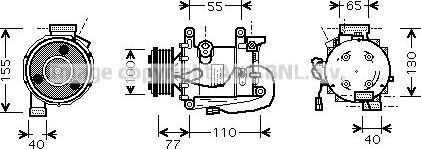 Компрессор кондиционера AVA для Honda Civic VIII 2005-2011. Артикул HDAK208