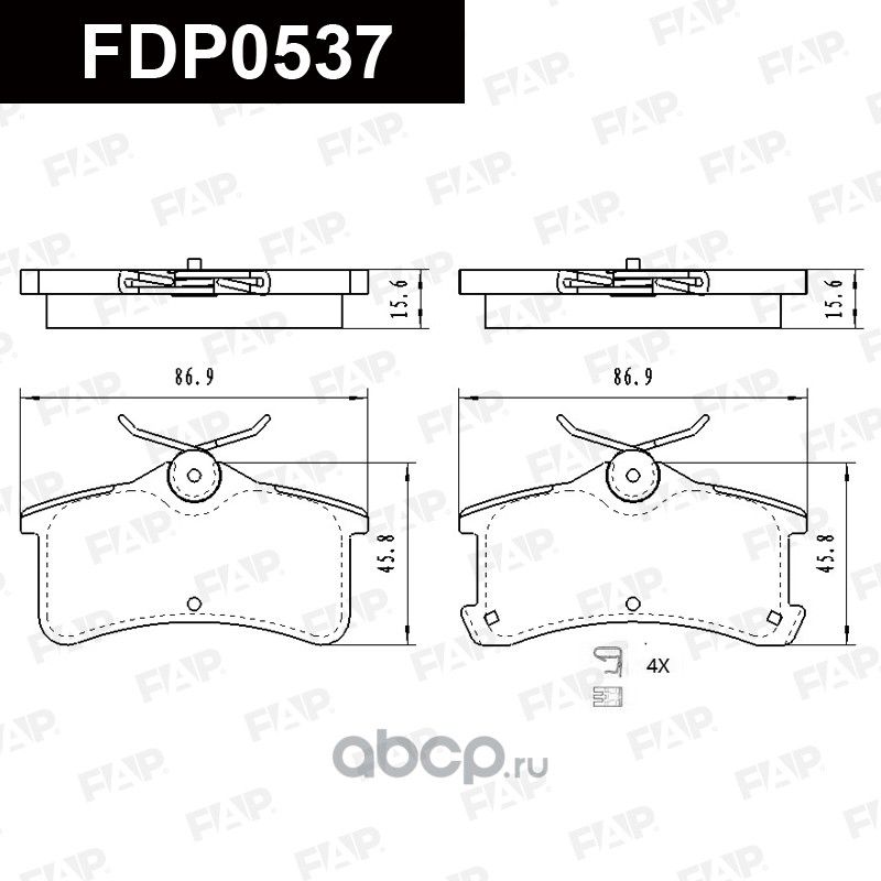 FDP0537 КОЛОДКИ ТОРМОЗНЫЕ ДИСКОВЫЕ (КОМПЛЕКТ) (FAP). Артикул FDP0537