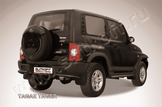 Защита Slitkoff задняя d57 уголки ЧЕРНАЯ матовая для ТагАЗ Tager 3-дв. 2008-2026. Артикул TAT019B