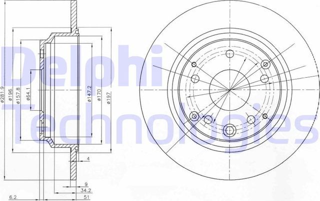 Тормозной диск Delphi задний для Honda Accord VII 2003-2008. Артикул BG4095