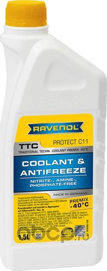 RAVENOL TTC Traditional Technology Coolant Premix Антифриз готовый желтый 1.5L. Артикул 1410105150