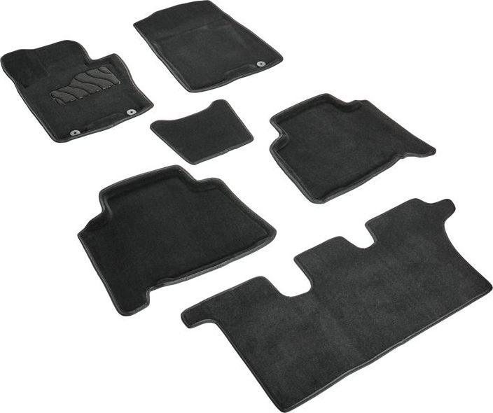 Коврики Seintex 3D ворсовые для салона Kia Mohave I рестайлинг 2 (напольная педаль) 2019-2026 ЧЕРНЫЕ. Артикул 99630