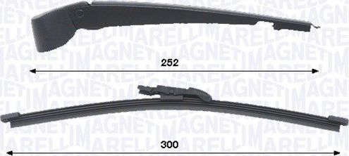 Поводок (рычаг) и щетка стеклоочистителя (дворника) Magneti Marelli. Артикул 000723180455