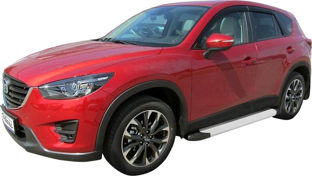 Пороги алюминиевые Arbori Optima Silver 1700 для Mazda CX-5 2011-2014. Артикул AFZDAALMZCX502