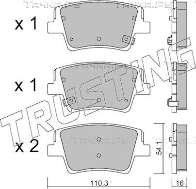 Тормозные колодки Trusting задние для Hyundai Santa Fe IV 2018-2026. Артикул 1284.0