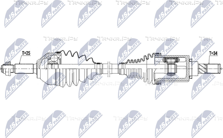 Полуось (привод в сборе, приводной вал) NTY для Ford EcoSport I 2013-2026. Артикул NPW-FR-125