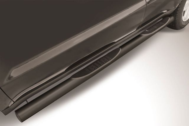 Пороги Slitkoff труба d76 с проступями для Geely Emgrand X7 2011-2016 Черные. Артикул GEX708B