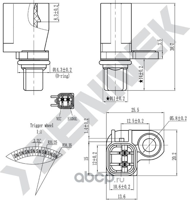 Датчик ABS задний левый/правый FORD C-MAX I/II 07-19, VOLVO S40 05-12 (Zennek). Артикул DAS0098
