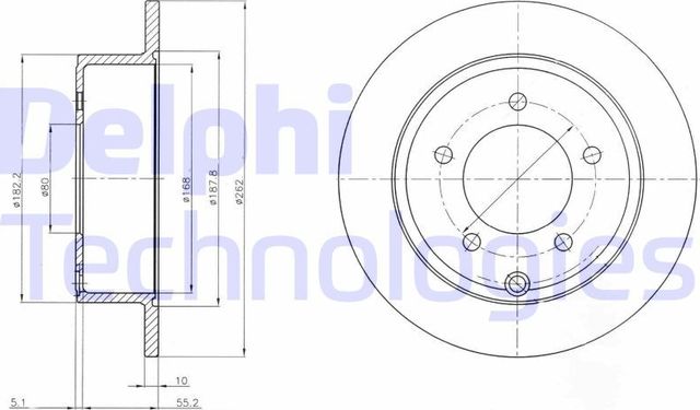 Тормозной диск Delphi задний для Dodge Avenger II 2007-2014. Артикул BG4179
