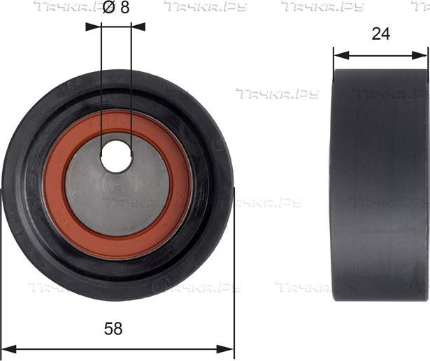 Натяжной ролик (натяжитель) ремня ГРМ Gates PowerGrip®. Артикул T41064