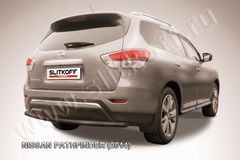 Защита Slitkoff заднего бампера d57 ЧЕРНАЯ матовая для Nissan Pathfinder R52 2014-2026. Артикул NIP14-013B