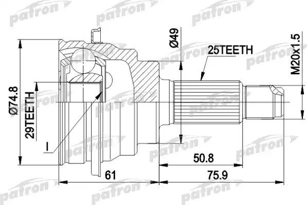Шрус наружный (граната) Patron. Артикул PCV1039