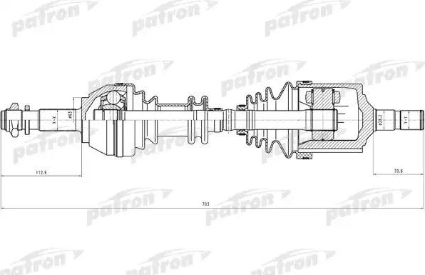 Полуось (привод в сборе, приводной вал) Patron. Артикул PDS0082