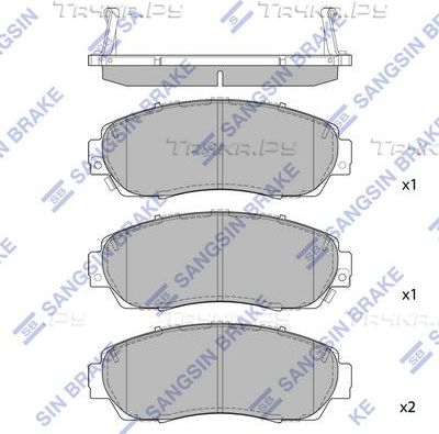 Тормозные колодки Sangsin Hi-Q передние для Haval H6 2013-2026. Артикул SP2115A