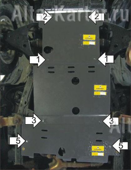Защита Мотодор для радиатора, картера, дифференциала, КПП и РК Nissan Patrol Y62 2010-2024. Артикул 11407