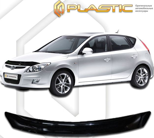 Дефлектор СА Пластик для капота (Classic черный) Hyundai i30  2007-2011. Артикул 2010010103712