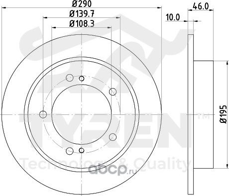 Тормозной диск (Tyren). Артикул TYR1020951