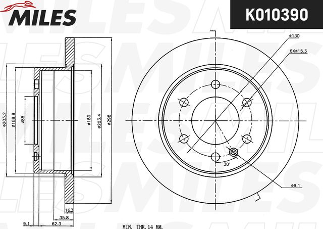Тормозной диск Miles. Артикул K010390