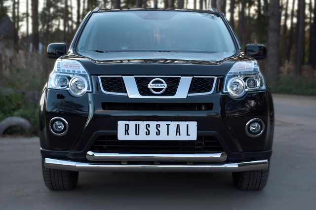 Защита RusStal переднего бампера d76/63 секции для Nissan X-Trail T31 2011-2014. Артикул NTZ-000914