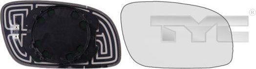 Зеркальное стекло бокового зеркала TYC правое для Volkswagen Touran I 2003-2009. Артикул 337-0165-1