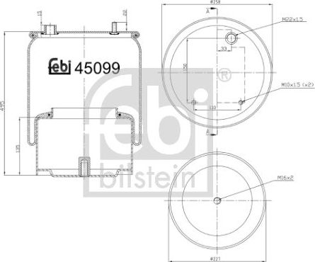 Пневмоподушка (пневморессора) Febi Bilstein задняя для DAF XF 2012-2026. Артикул 45099