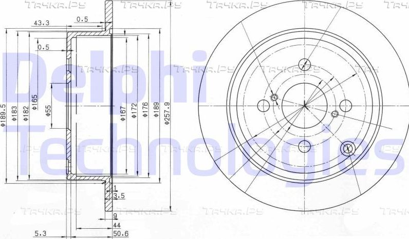 Тормозной диск Delphi задний для Toyota Corolla Verso I 2001-2004. Артикул BG3889