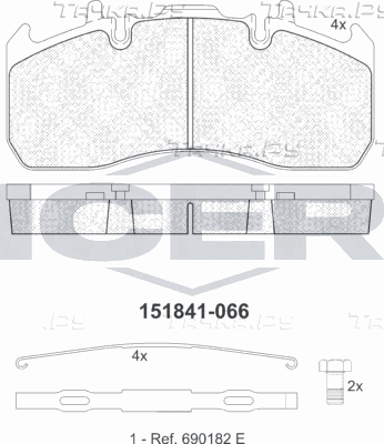 Тормозные колодки Icer передние/задние для Volvo  FL II 2006-2026. Артикул 151841-066