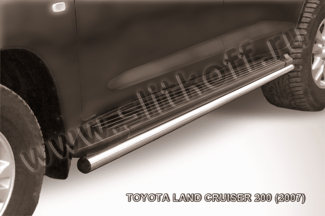 Защита Slitkoff штатного порога d57 для Toyota Land Cruiser 200 2007-2012. Артикул TLC2-019