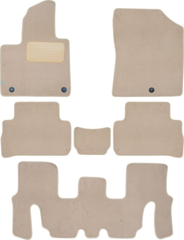 Коврики текстильные Klever Premium для салона Hyundai Santa Fe IV 7 мест рестайлинг 2021-2026 БЕЖЕВЫЕ. Артикул KLEVER0402007722112kh