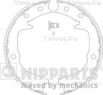 Тормозные колодки (стояночная тормозная система) Nipparts задние для Mitsubishi Eclipse I 1991-1995. Артикул J3505039