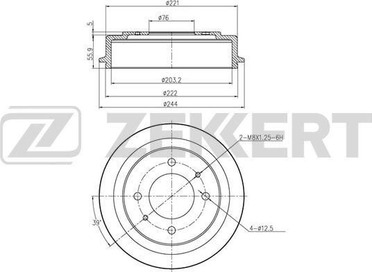 Тормозной барабан Zekkert. Артикул BS-6153