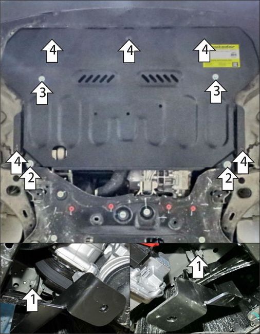 Защита Мотодор для картера, КПП Geely Atlas II 2024-2026. Артикул 74207