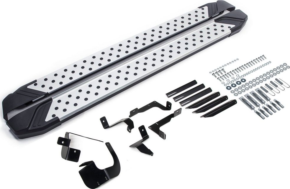 Пороги алюминиевые Rival Bmw-Style круг для Chevrolet Equinox III поколение рестайлинг 2020-2026. Артикул D173AL.1003.1