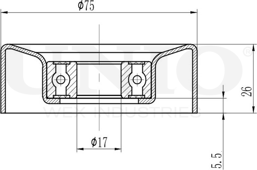 Ролик поликлинового ремня направляющий (Unio). Артикул TNS-10047