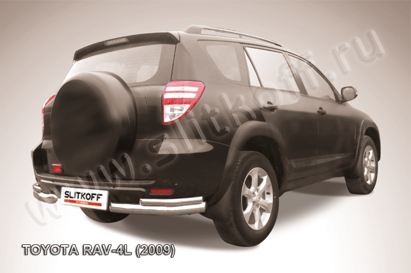Защита Slitkoff задняя d76/42 уголки двойные для Toyota RAV4 III LWB 2009-2010. Артикул TR409L-017
